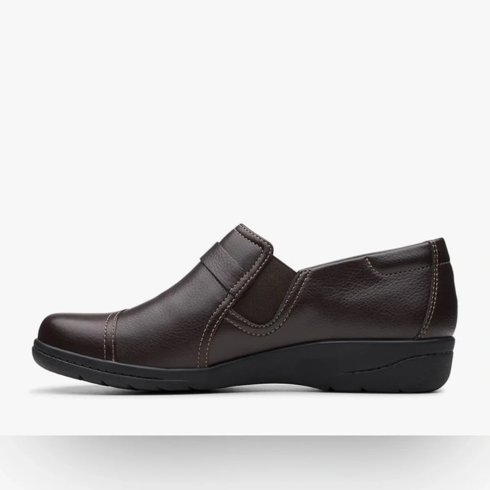 CLARKS CHEYN FAME PUMP LOFTERS DARK BROWN LEATHER 9.5